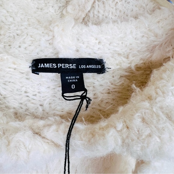 NWT James Perse Crème Fuzzy Wool Blend Sherpa Hooded Hoodie Sweater - Picture 6 of 16